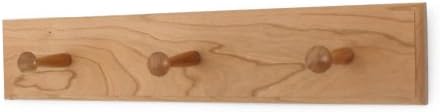 Solid Cherry Shaker Peg Racks (Natural, 18" x 3.5" with 3 pegs) by PEG+AND+RAIL