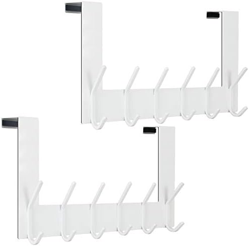 WEBI Over The Door Hook White,Over The Door Towel Rack,Door Hanger,Door Coat Towel Hanger,Door Coat Rack for Hanging Clothes,Jacket,Back of Bathroom,2 Packs by WEBI