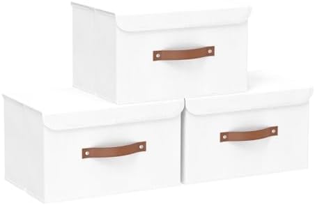 Yawinhe Storage Boxes, Set of 3 Fabric Crates, 13 x 23 x 20 cm, White by Yawinhe