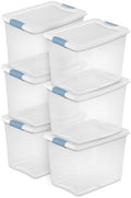 Sterilite 25 Quart Latching Box, Clear Plastic Storage, White, 6 Pack by Sterilite