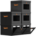 Homsorout Storage Bins with Lid – Closet Organizer with Side Opening and Clear Window, Foldable Stackable Fabric Basket for Clothes, Home, Office - 13.77" x 11.8" x 9.8", 5 Pack, Black by Homsorout