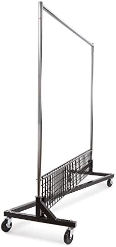 Econoco Brand Commercial Rolling Z-Rack with Wire Shelf - Black Base - Image 3