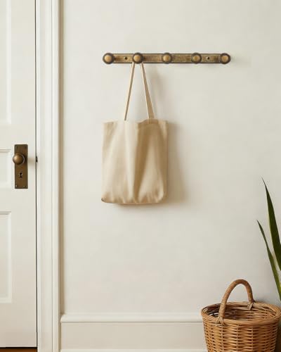 Goo-Ki 1 Pack Antique Brass Coat Rack Wall Mount Heavy Duty, Vintage Brass Towel Rack Zinc Alloy Coat Hooks Wall Mounted for Bag Hat Clothes Scarf - Image 7