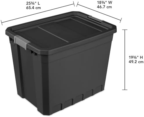 Sterilite 4-Pack Plastic Storage Bins with Lids, Stackable Containers, 27 Gallon, Black - Image 3