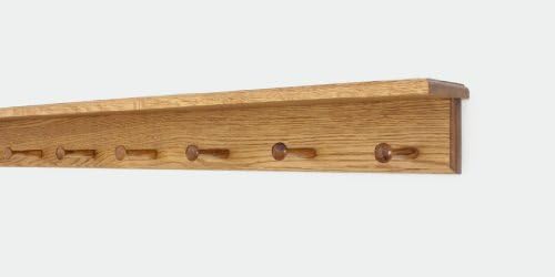 Oak Shaker Peg Rack with Shelf (Golden Oak, 35" with 6 pegs) by PEG+AND+RAIL