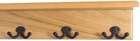PegandRail Solid Cherry Shelf Coat Rack with Aged Bronze Double Style Hooks - Made in The USA (Natural, 16" with 3 Hooks) by PEG+AND+RAIL