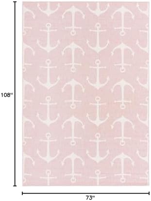 Unique Loom Outdoor Coastal Collection Area Rug - Ahoy (6' 1" x 9' Rectangle, Pink/ Ivory) - Image 2