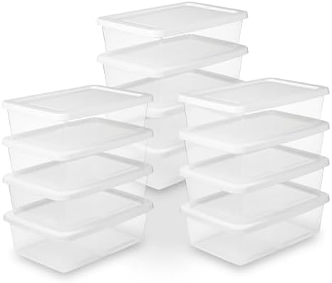 Sterilite Storage Box Stackable Tote, White, 12 Quart, 12 Pack by Sterilite