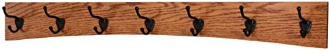 Oak Curved Back Wall Mounted Coat Rack - Bronze Hooks - Made in The USA (Burnt Orange, 36" x 4.5" - 7 Hooks) by PEG+AND+RAIL