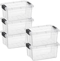 Superio Clear Storage Boxes with Lids, 3.5 Quart Plastic Container Bins for Organizing, Stackable Crates, BPA Free, Non Toxic, Odor Free, Organizers for Home, Office and Dorm, 5 Pack by Superio