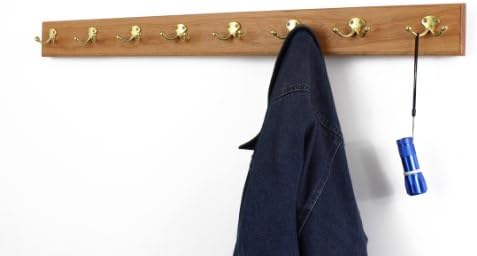 Cherry Coat Rack with Solid Brass Double Style Hooks (Cherry, 30.5" x 3.5" with 6 hooks) - Image 4