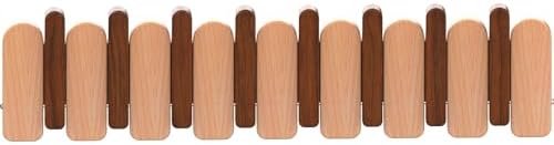 Wall Mounted Piano Key Hanger | Flip Style Hook | Entrance wall Art Hook, Made of Oak Wood (3 Times Painted, 4 Times Polished) (Arc Walnut-Beech, 8Hooks) by FleiSleep