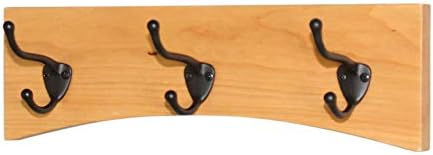 Solid Cherry Arched Wall Mounted Coat Rack Bronze Hat & Coat Hooks - Made in The USA (Natural, 15" x 4.5" with 3 Hooks) by PEG+AND+RAIL