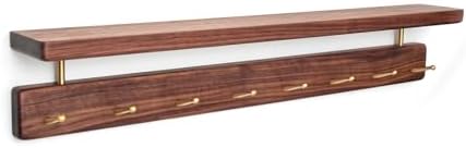 Walnut Wood Coat Rack with Shelf, Wall Mounted Rack with 8 Hooks by CUSTOMIZEYOURHOMEATMatooya