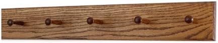Solid Oak Xtra-Wide Shaker Peg Rack -Made in The USA - Chestnut Stain 29 x 4.5 Inch Xtra Wide with 5 Pegs - Image 2