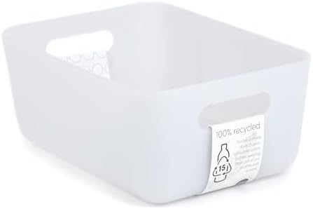 Three by Three Seattle Restak Recycled Storage Small Bin Set of 3 | Eco-Friendly, Durable & Space-Saving Bins for Home or Office, Semi-Translucent White - Image 5
