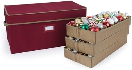 Covermates Adjustable Ornament Storage Box, 25.5" W x 13" D x 12.5" H, Red by Covermates