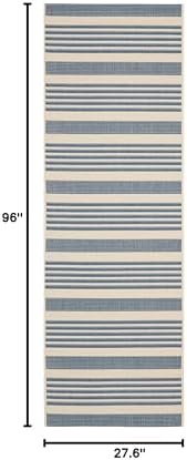 SAFAVIEH Courtyard Outdoor Runner Rug 2'3"x8', Beige & Blue CY6062-233 - Image 2