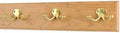 Cherry Coat Rack with Solid Brass Double Style Hooks (Natural, 15" x 3.5" with 3 hooks) by PEG+AND+RAIL