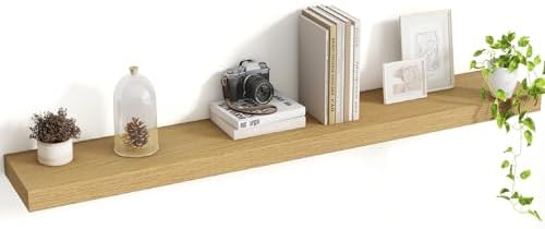 Acovy 48 Inch Floating Shelves, 8 Inch Deep Floating Shelves for Wall, Hanging Shelf with Invisible Brackets, Deep Shelves for Bathroom, Bedroom, Living Room, Oak, Set of 1 by Acovy
