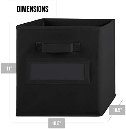 Storage Bins - 9 Pack - Durable Storage Cubes with Label Window | 2 Reinforced Handles | Fabric Cube Baskets for Organizing Closet, Clothes and Toys | Foldable Shelves Organizer (Black) - Image 4
