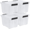 30 Quart Stackable Clear Plastic Storage Container Bin, 4 Packs by Oymlclivisa