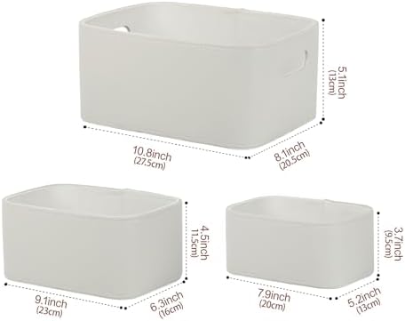 HofferRuffer Faux Leather Storage Baskets Bins with Velvet Lining for Organizing, Storage, Gifts, Set of 3 Nesting Shelf Baskets Decorative Storage Boxes for Home Organization (Grey) - Image 2