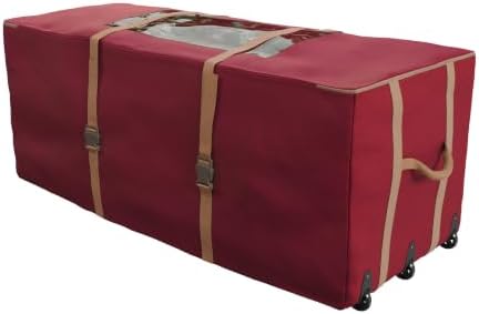 Christmas Tree Storage Tote with Wheels - Rolling Holiday Container for 9-Foot Faux Trees, Garlands, Inflatables, and Other Decor by Elf Stor (Red) by ElfStor