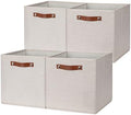 DULLEMELO 12inch Cube Storage Baskets for Shelves Closet Storage,Sturdy Home Organization Bins for Gifts Empty,Foldable Fabric Storage Cubes Baskets for Nursery Toys Clothes Storage(Beige-4 Pack) by DULLEMELO
