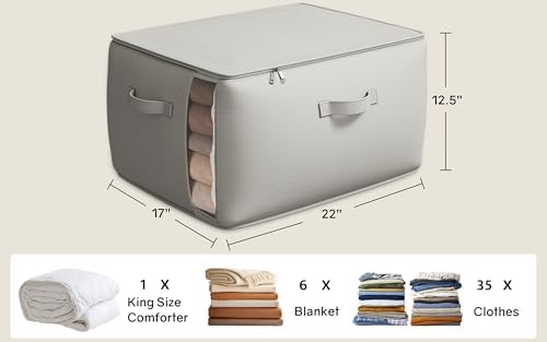 3 Pack Canvas Comforter Storage Bags for Clothes & King Comforters, Grey - Image 5