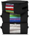 Covers & All Storage Bags, 90 litres Large size Space Saver bags Heavy Duty Storage Organizer Multipurpose, 12 Oz Waterproof UV-Resistant & Tear-Proof (Pack of 3, Black) by CoversAll