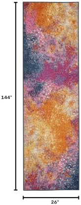 Nourison Home Passion Sunburst 2'2" x 12' Area Rug - Easy Clean, Non Shedding, Bed Room, Living Room, Dining Room, Kitchen (12' Runner) - Image 2