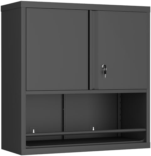 GREATMEET Locking Metal Garage Wall Cabinet with Doors and Shelf by GREATMEET