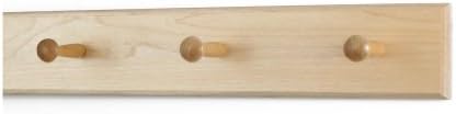 Solid Maple Shaker Peg Rack (Natural, 18" x 3.5" with 3 pegs) by PEG+AND+RAIL