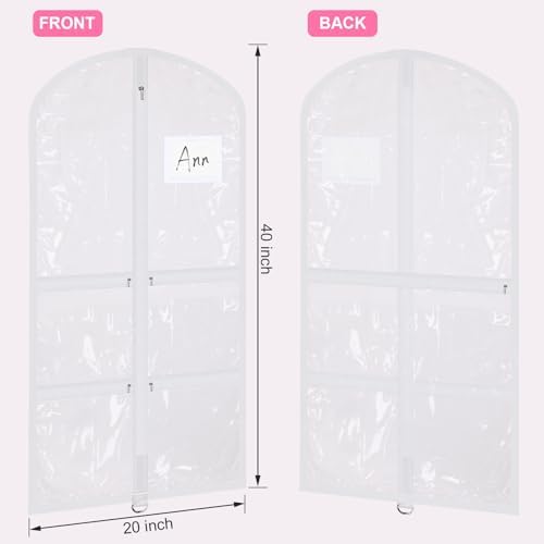 Geelin 14 Pcs Garment Bags for Dance PVC Clear, Translucent White - Image 2