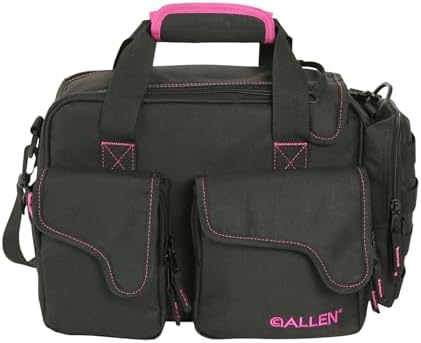 Allen Company Dolores Women's Compact Shooting Range Bag - Gun Storage Pouches for Handguns, Shooting Glasses, Gloves, Ear Protection, and Other Accessories - Black/Pink - 13" x 4.5" by AllenCompany-HuntingandShootingAccessoriesArcheryFishingandBackpacks