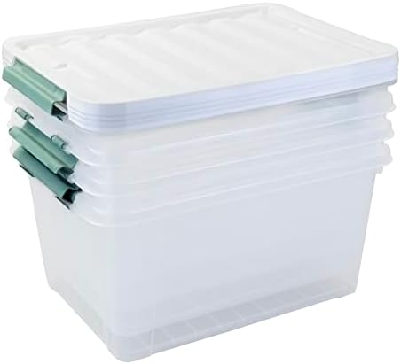 Storage Latching Bins, 35 Quart Clear Plastic, 4-Pack Storage Box - Image 7