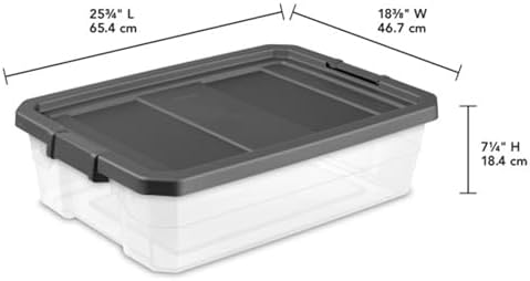 Sterilite 6-Pack Modular Stacker Box, Durable Clear Plastic Storage Bins with Latching Lids, 40 Quart - Stackable Organizing Container Boxes for Closet, Bathroom, and Office - Image 3