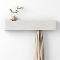 Coat Rack Wall Mount with Hidden Hooks, Wall Hooks with Shelf, Wall Key Holder Mount Wooden Shelf Entryway Hooks for Bedroom Bathroom for Hanging Coats Hats Bags Towels (White Wave-Shape, 5 Hooks) by Nevsokio