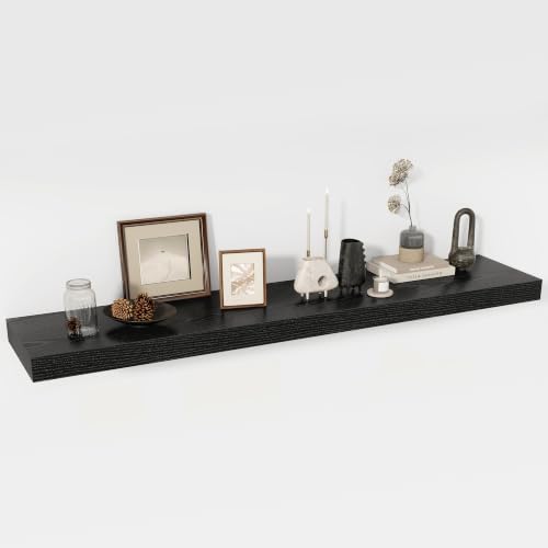 Acovy 55 Inch Floating Shelves, 12" Deep Floating Shelf Wall Mounted, 55" Wall Shelves, Rustic Deep Bookshelf, Extra Deeper & Thicker Display Shelves for Bedroom, Living Room, Set of 1 by Acovy
