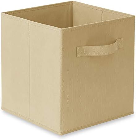 Casafield Set of 12 Collapsible Fabric Cube Storage Bins, Sandy Beige - 11" Foldable Cloth Baskets for Shelves, Cubby Organizers & More - Image 2
