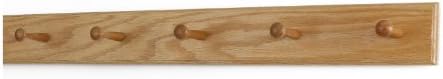 Solid Oak Shaker Peg Rack Made in The USA - Natural Stain 29 x 3.5 Inches with 5 Pegs by PEG+AND+RAIL