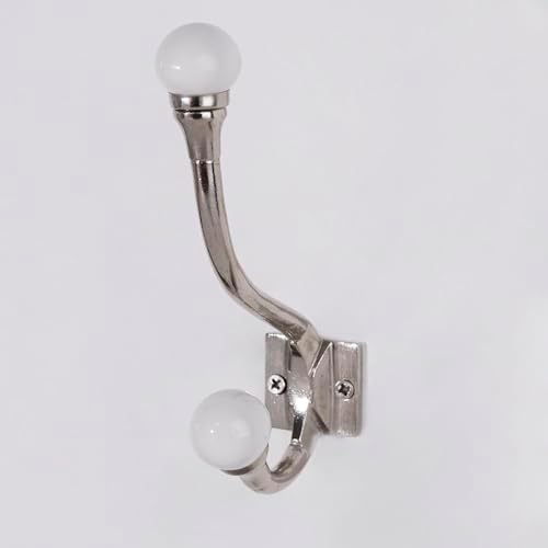 Indian Shelf 6 Piece White Double Wall Hooks for Bags Coats & Towels - Image 6