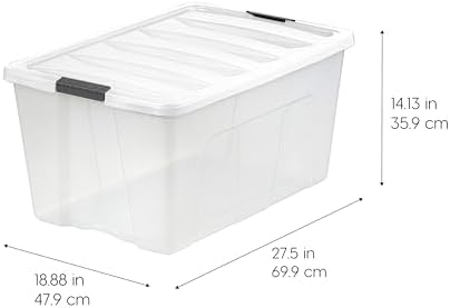 IRIS USA 94 Qt Storage Bins with Lids, 4 Pack, BPA-Free, Clear/White - Image 3
