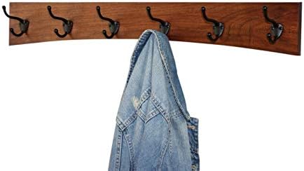 Solid Cherry Arched Wall Mounted Coat Rack Bronze Hat & Coat Hooks - Made in The USA (Mahogany, 20" x 4.5" with 4 Hooks) - Image 3