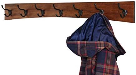 Solid Cherry Arched Wall Mounted Coat Rack Bronze Hat & Coat Hooks - Made in The USA (Mahogany, 36" x 4.5" with 7 Hooks) - Image 2
