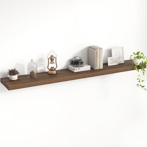 Acovy 55 Inch Floating Shelves, 8 Inch Deep Floating Shelves for Wall, Hanging Shelf with Invisible Brackets, Deep Shelves for Bathroom, Bedroom, Living Room, Walnut, Set of 1 by Acovy