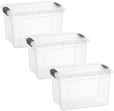 Superio 4.75 Quart Clear Plastic Storage Boxes with Lids, Stackable Organizer Containers, BPA-Free Storage Bins for Home, Office, School & Dorm, 3 Pack by Superio