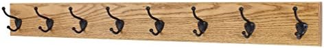 Oak Wall Mounted Coat Rack with Bronze Hooks 4.5" Ultra Wide (Golden Oak, 41" x 4.5" with 8 Hooks) by PEG+AND+RAIL