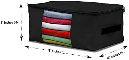 Covers & All Storage Bags, 90 litres Large size Space Saver bags Heavy Duty Storage Organizer Multipurpose, 12 Oz Waterproof UV-Resistant & Tear-Proof (Pack of 10, Black) - Image 2